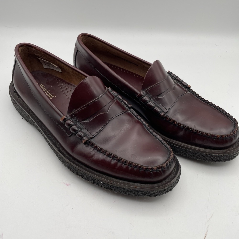 G.H. Bass Weejuns Penny Loafers Mens 9D Burgundy Leather Shoes Rubber Soles